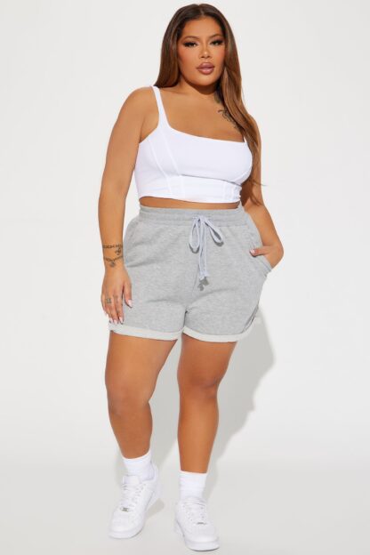 Shorts Gracie Cintura Alta con Cordón - Gris Jaspeado - Image 14