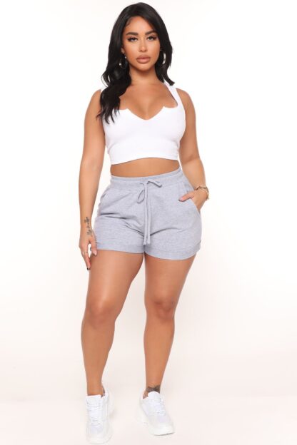 Shorts Gracie Cintura Alta con Cordón - Gris Jaspeado - Image 10