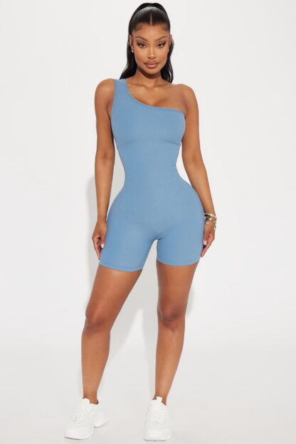 Romper Deportivo Un Hombro en Azul Pizarra