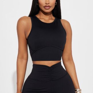Top Deportivo de Cuello Alto para Pilates - Negro