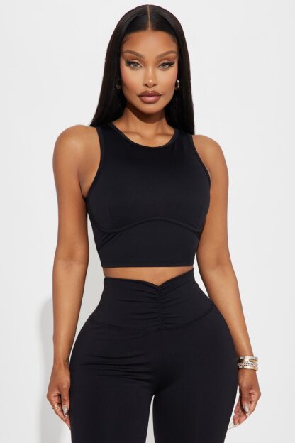 Top Deportivo de Cuello Alto para Pilates - Negro