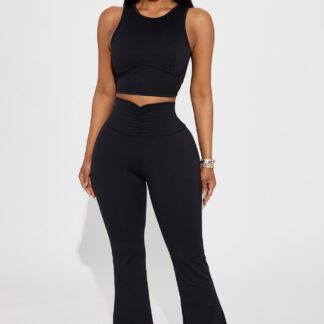 Pantalones de Yoga Activos con Cintura Alta y Detalles Fruncidos