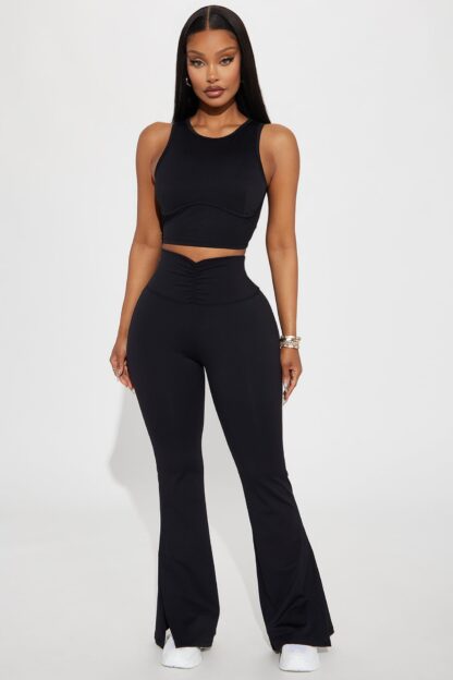 Pantalones de Yoga Activos con Cintura Alta y Detalles Fruncidos